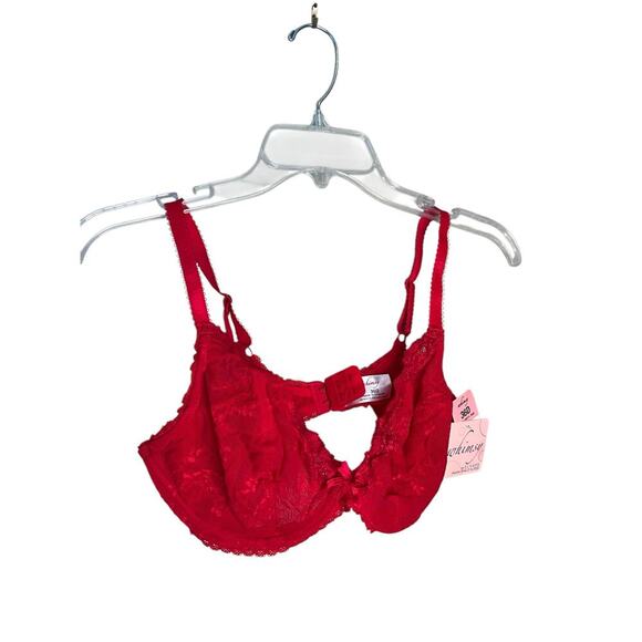 Lunaire Womens 15211 Whimsy Barbados Lace Demi Underwire Bra Red Size 36D NEW - Picture 1 of 2